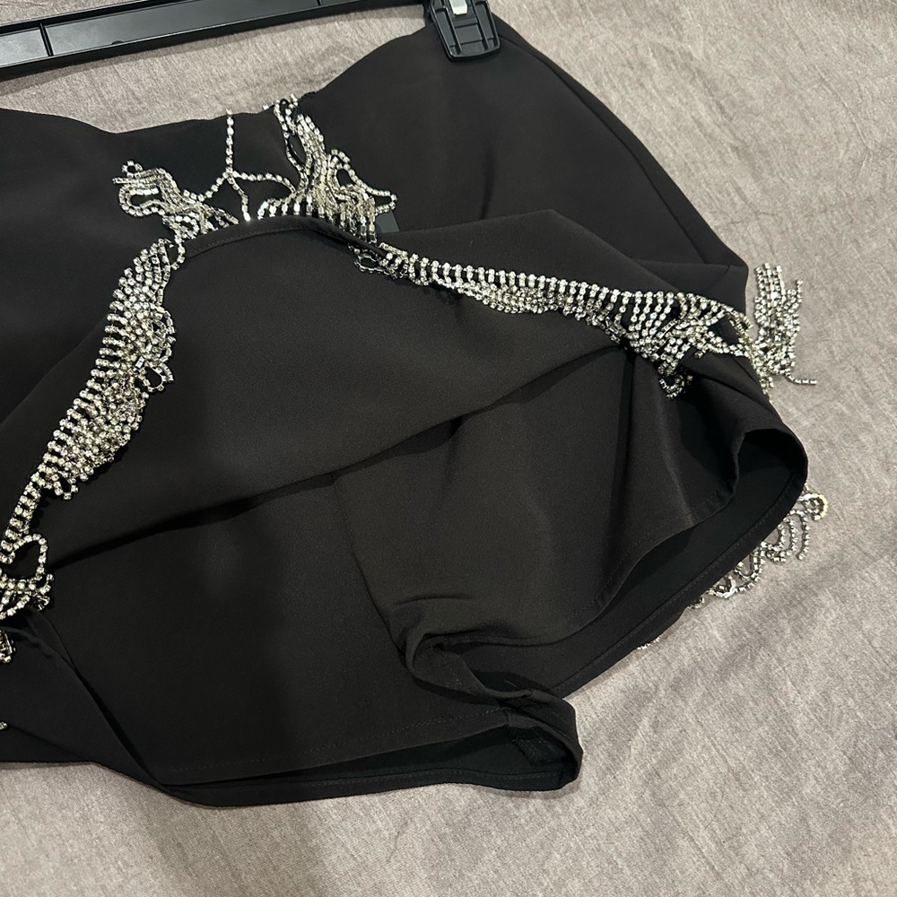 Gianni Bini Black Blazer Dress with Silver Fringe - Picture 2 of 11